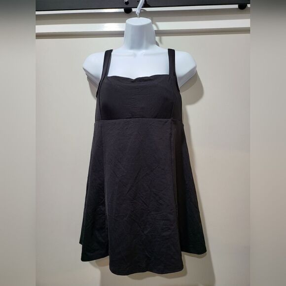 Sea Level Swim Skirted One-Piece Swimsuit Square Neck Swim Dress Black 10 NWOT - Picture 3 of 6